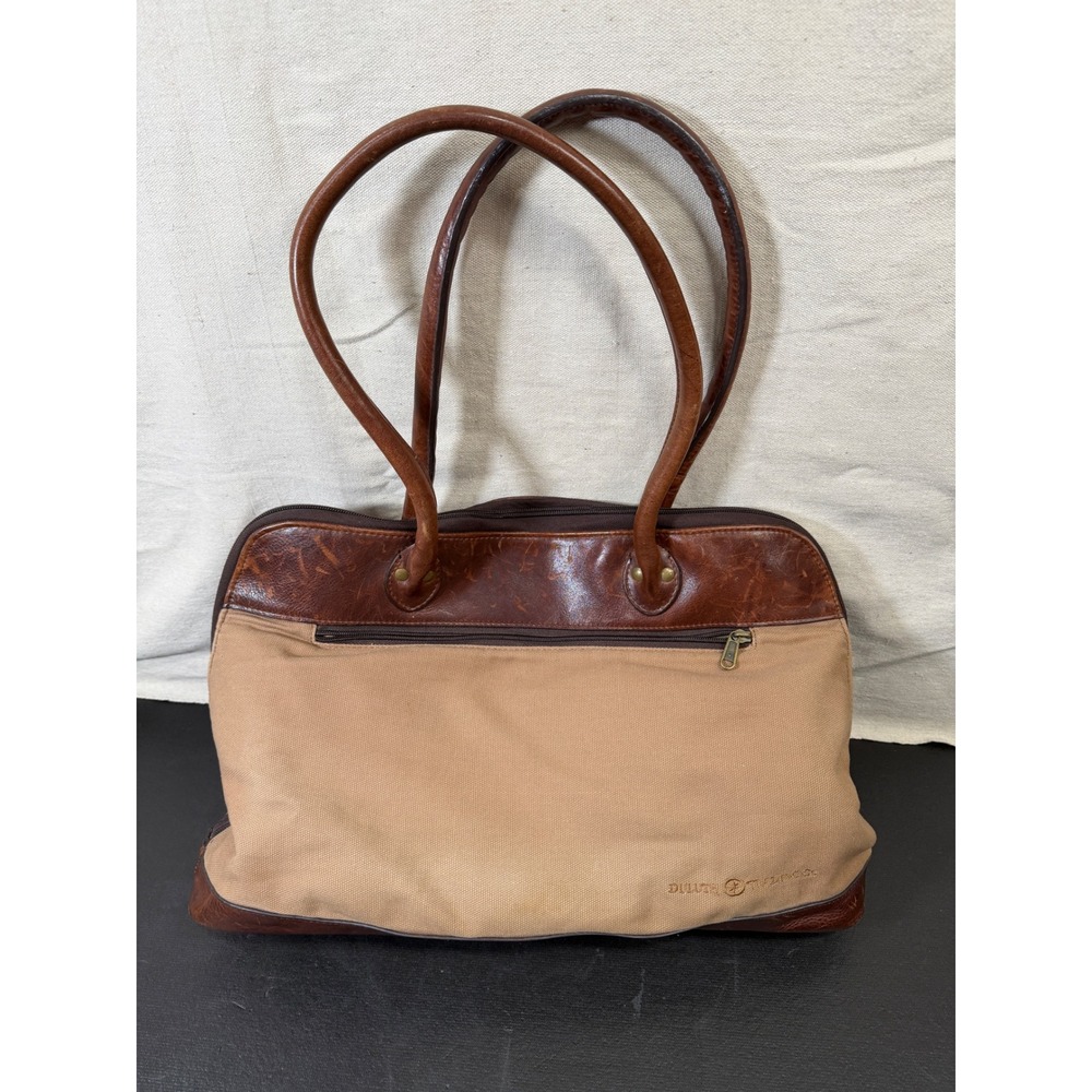 Duluth Trading Co Travel Bag Unisex Large Brown Vintage Canvas‎ Leather Trolley